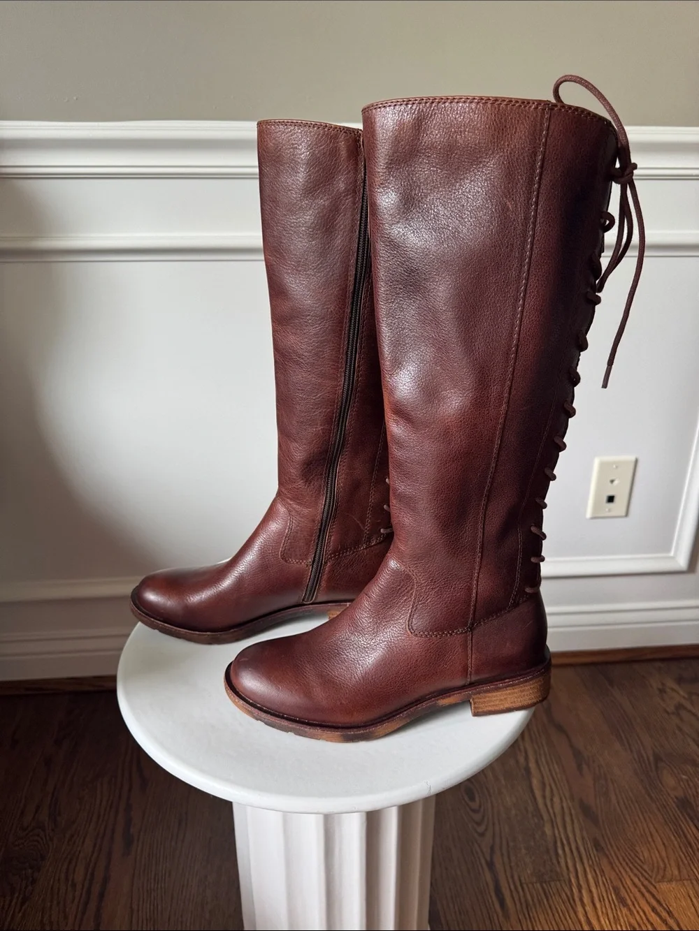 Brown/Tan Leather Knee-High Boots Size 6.5